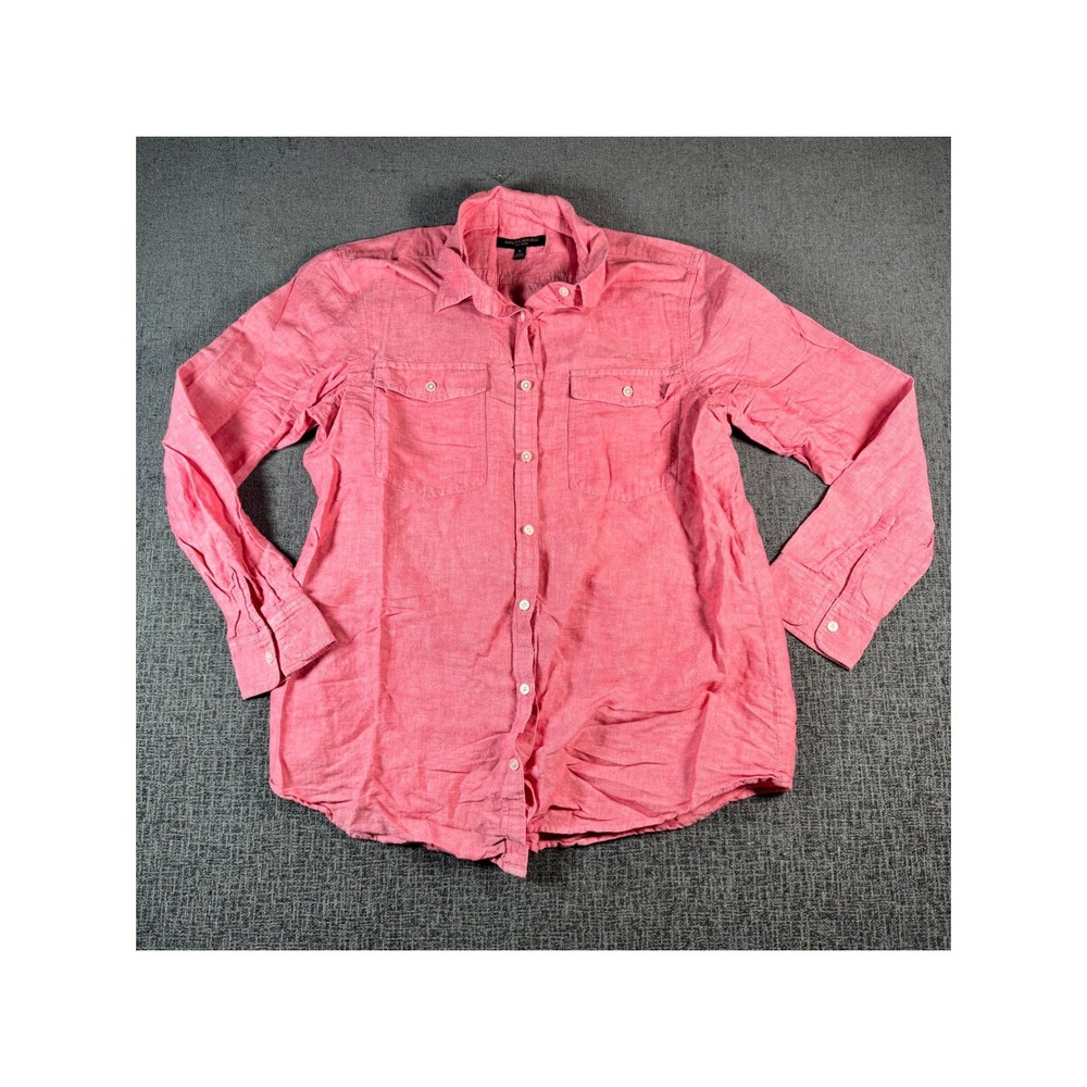 Banana Republic Soft Wash Coral Pink Button Up Shirt Mens XL Long Sleeve‎ Pocket